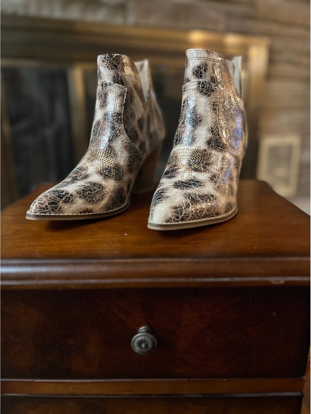 Hey Girl by Corkys Smoke Show Booties - Sand Cracked Leopard (Size 9)